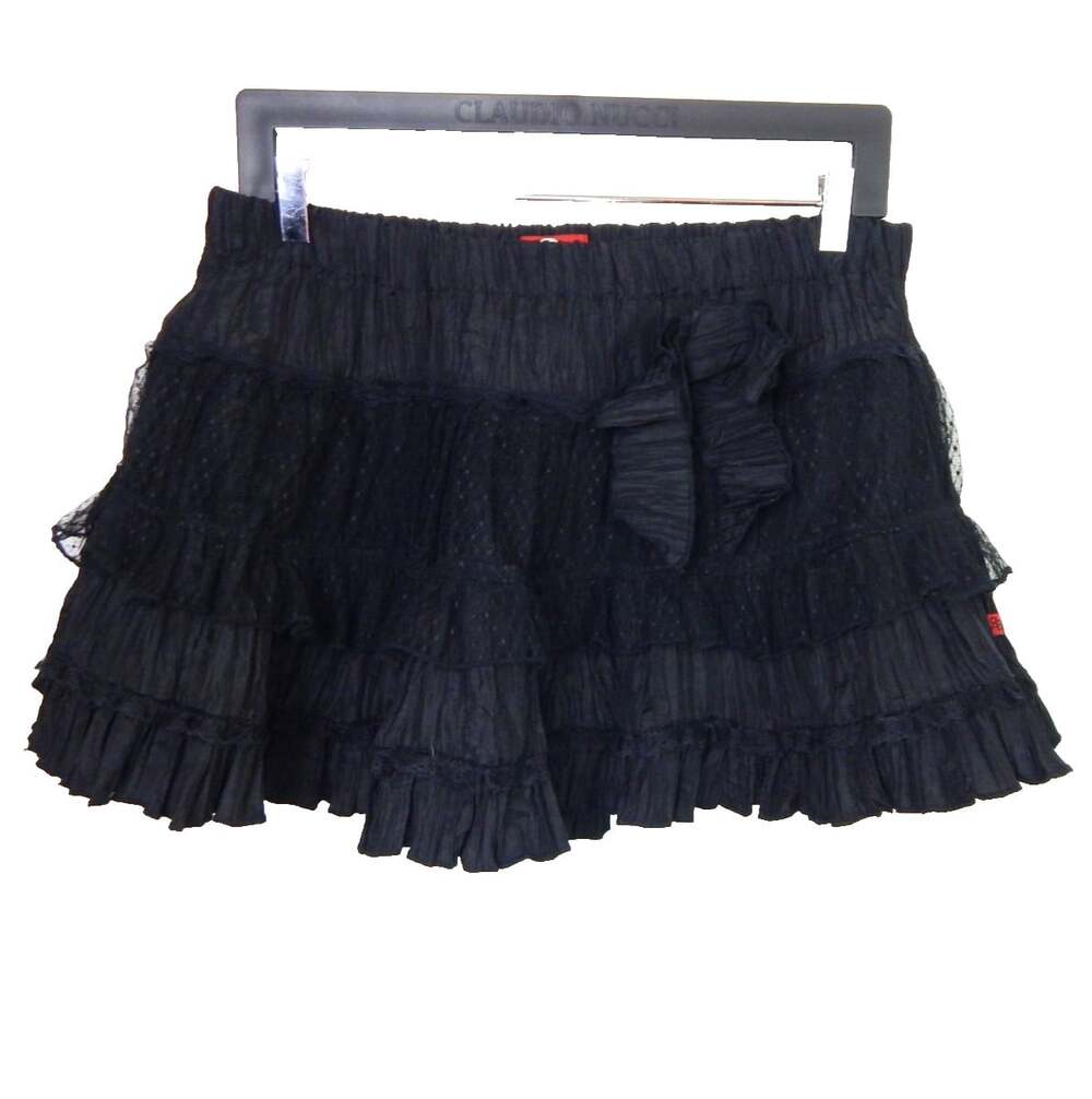 Royal Bones by DAANG Women's XL Mini Skirt Gothic Steam Punk Black Lace Bow